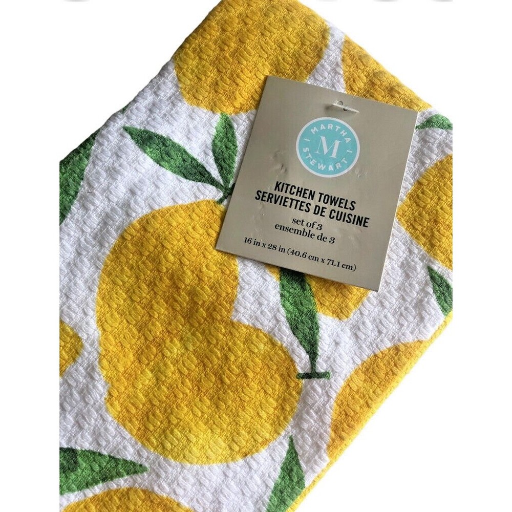 Martha Stewart Kitchen Dish Towels Yellow Lemons Lemon Set Of 3 Beach Summer